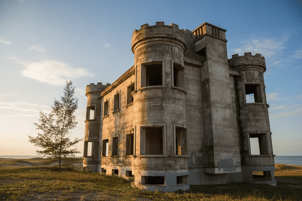 If you love mysterious and abandoned places, you can take stunning photos at this castle in a deserted resort near An Bang Beach